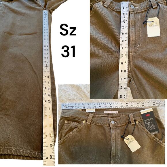 LEVI’S JEANS BAGGY UTILITY ESPRESSO BROWN CARGO SLOUCHY STRAIGHT LEG DENIM - Picture 13 of 13